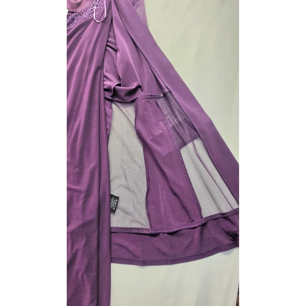 R&M Richards Womens Purple 2 Piece Dress Set Glitter Mesh Jacket Size L